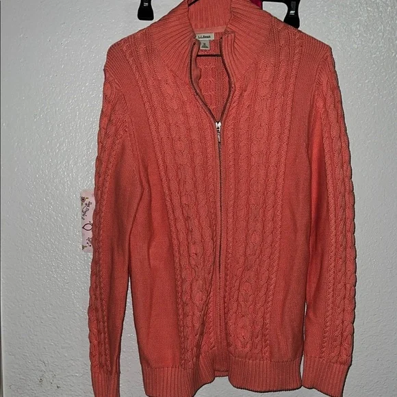 L.L. Bean Coral Zip-Up Sweater - Picture 1 of 7